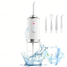 4 In 1 Cordless Water Flosser, 4 Cleaning Modes 300ML Tank ,Thanksgiving, Christmas gifts for Home and Travel, IPX7 Waterproof Gum Care Cleaning Plaque Removal, Compatible with Mouthwash Pulling Oil Cleansing Powerful bitva e oralcare Whitening:_Upgraded white