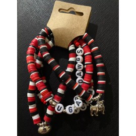 Unbranded Univ of Georgia (UGA) Football mens 5-Piece Bracelet Set Go Dawgs-Bulldog Charm