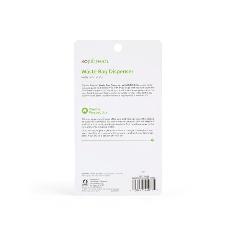 So Phresh - Dispensador de bolsas de basura para perros,