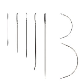 Beayuer 7 Pcs Leather Needles Hand Sewing Big Medium and Small C J Shape Curved Needle I Needle Leather Sewing Needle for Weave Upholstery Leather Canvas Bags Sofa (7 Needles)