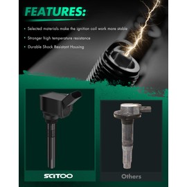 SCITOO Ignition Coil Coils & Iridium Spark Plugs fit for A4 Q5 2014-2020 l4 2.0L 1.8L UF765 4 ignition coils for 4 iridium Spark Plugs