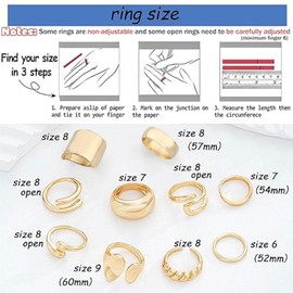 BelleVive 10 Pieces Gold Rings Set for Women Tarnish Resistant 18K Gold Plated Chunky Stackable Rings Statement Stacking Ring Set for Women Eye-catching Domed Statement Rings, L, Plastic