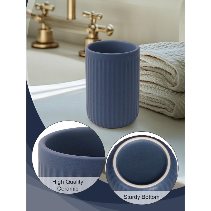 INGOFIN Ceramic Toothbrush Holder, 12 oz Toothpaste Holder Bathroom Cup,