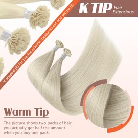 Sunny Blonde Keratin Tip Hair Extensions Human Hair 20inch Ktip Hair Extensions Platinum Blonde K Tip Human Hair Extensions Pre Bonded Ktip Human Hair Extension Remy Ktip Extension Real Human Hair 50g