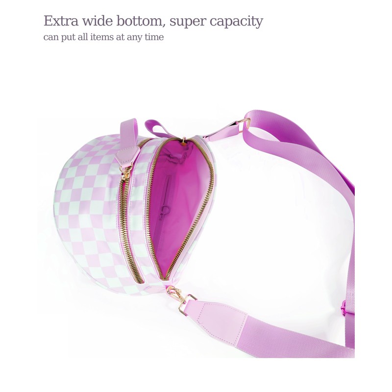 FEIBOON Spacious Checkered Nylon Crossbody Bag Bum Bag Checkered Handbags