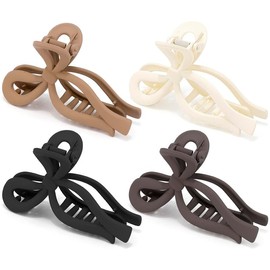 Large Bow Claw Clips, 4Pcs Strong Hold Hair Clips, Elegant Stylish Hair Claw for Women