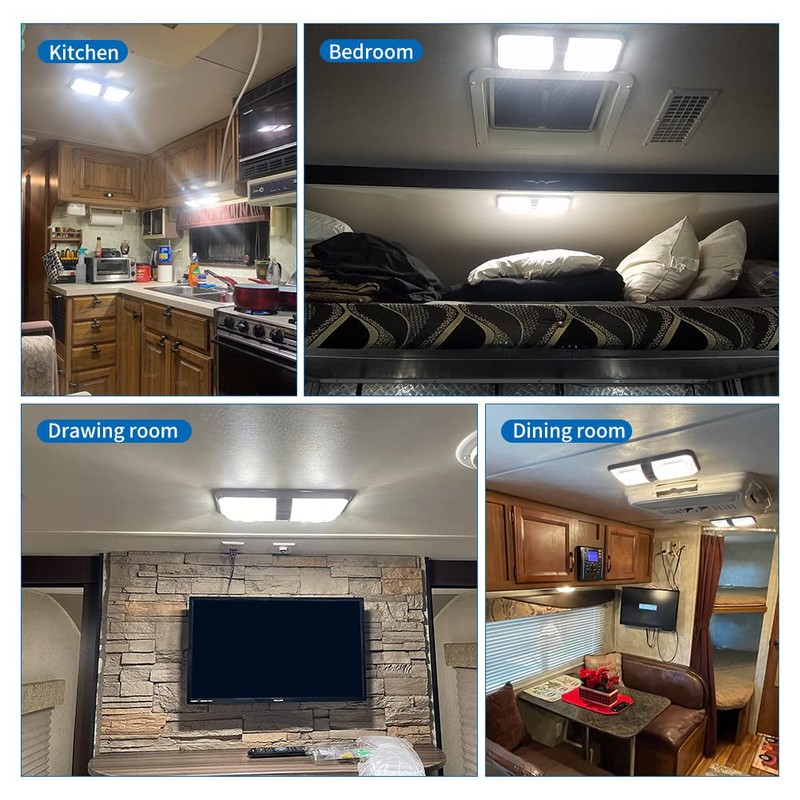 RVZONE 12V Led RV Ceiling 1100 Lumen Double Dome Light