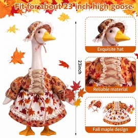 Fall Porch Goose Outfits Fits 23" Garden Yard Patio Goose Statue