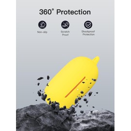 for Beats Powerbeats Pro 2 Case Cover with Cleaner Kit, Soft Skin Silicone Case Cover with Keychain and Lanyard，Full Protective Case for Men and Women-Yellow