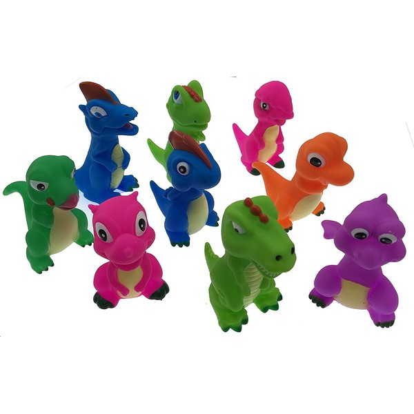 Playmaker Toys Rubber Dinosaur Family Bathtub Pals - Floating Bath Tub Toy (3 Set, Assortment May Very)