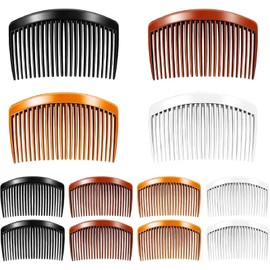 12 Peinetas Para Cabello Mujer, Set de Peinetas en Negro, Transparente, Marrón Oscuro y Claro, Materiales de alta calidad,8.4 x 5 cm, Ideal para Bodas, Fiestas y Uso Diario
