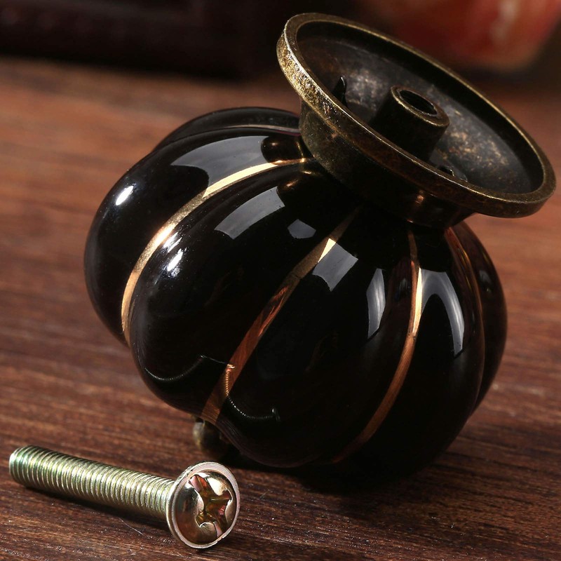 Mgoodoo 10 Pcs Black Ceramic Door Knobs for Cupboard Cupboard