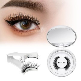 QUEWEL Magnetic Eyelashes Natural Look, Magnetic Lashes without Eyeliner, Reusable Magnetic Eyelashes kit Soft Magnetic Half Lashes with Applicator, Eyelash Magnetic Easy to Use at Home (Mag-Style E)