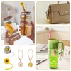 4 PCS Yellow Straw Topper, Daisy Flower Pendant Handle, Sunflower