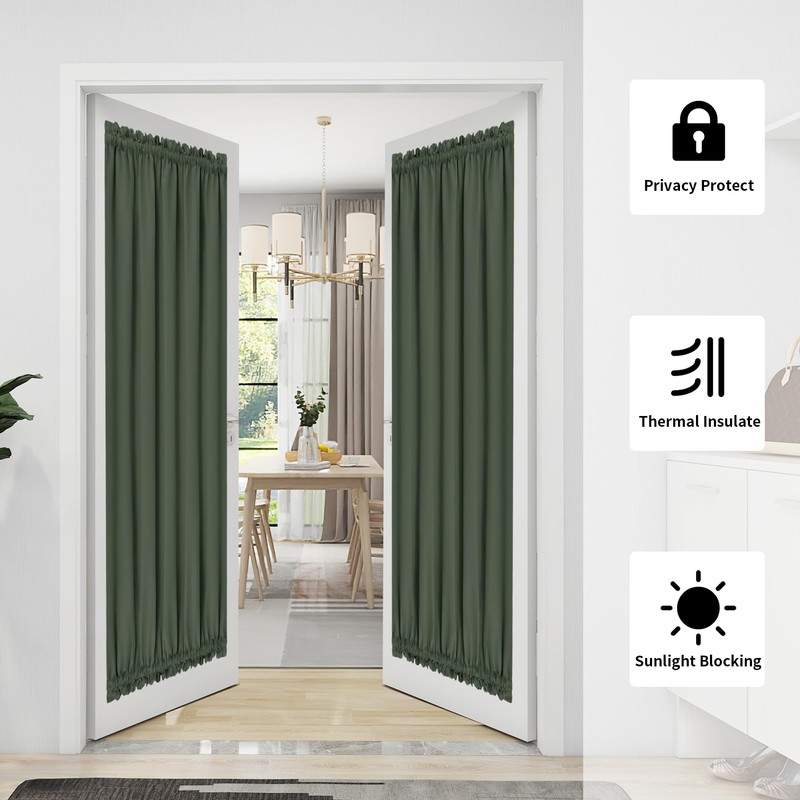 Easy-Going Blackout Door Curtains, Rod Pocket Privacy Light Filtering Sidelight