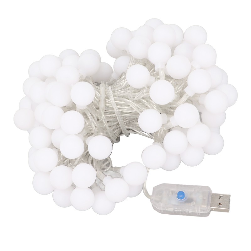 LED Ball String Lights USB Interface 8 Light Modes Warm