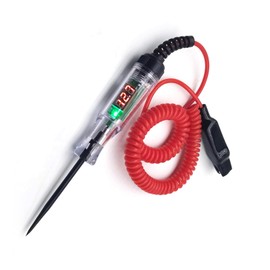 Sodcay 1 PC Car Digital Electric Pen, 3-48V Car Circuit Tester Light, Test Light with 5.9Ft Extended Spring Wire, Car Truck Vehicle Circuits Low Voltage Tester Probe (Red)