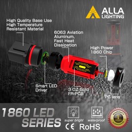 Alla Lighting PG18.5d-1 Base 12277C1 12277 P13W LED Bulbs Fog Lights/DRL/Turn Signal Lights Replacement Xtreme Super Bright 1860-SMD 6000K Xenon White SH23W
