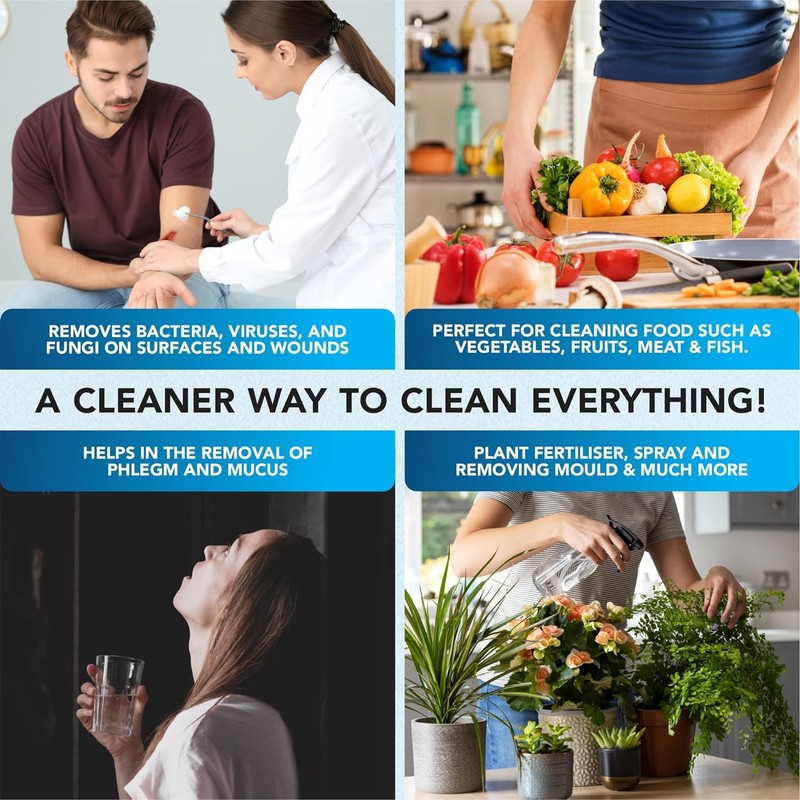 1 LITRE HYDROGEN PEROXIDE (3%) FOOD GRADE w/Black Flip Top