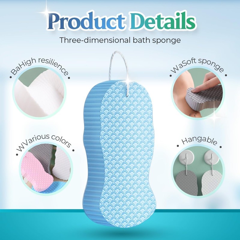 Esponja mágica exfoliante para baño, cepillo corporal reutilizable suave con