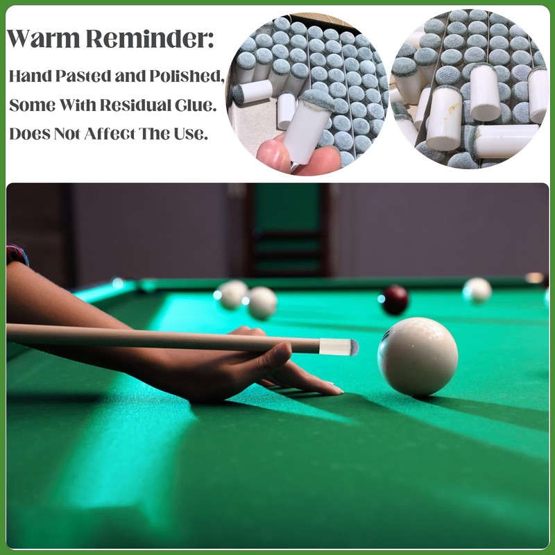 Keromtein 20pcs Slip On Pool Cue Tips, 4 Sizes Pool