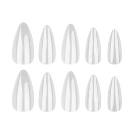 C.Z.Z.T.T.NAILS [24 Pack] Aurora Pearl White Coated Long Almond Nail | Moonlight at Fingertips for a Luxurious Aesthetic of the Cool Fairy