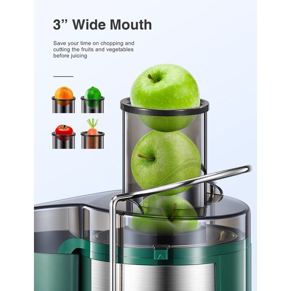 QCen Qcen Juicer Machine, 500W Centrifugal Juicer Extractor with Wide
