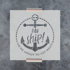 Aw Ship Anchor Stencil - Reusable Stencils for Painting - Create DIY Aw Ship Anchor Home Decor