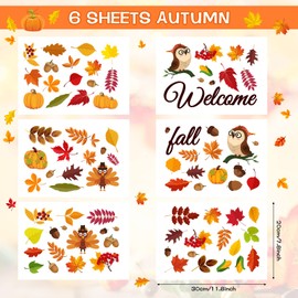 87 Pcs Fall Thanksgiving Wall Decals Maple Leaves Acorns Wall Sticker Autumn Party Supplies Thanksgiving Wall Stickers for Home Office Living Room Classroom Holiday Harvest Wall Decor(Maple Leaf)