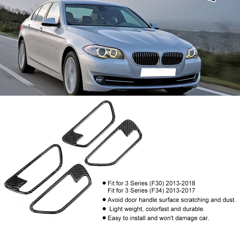 4pcs Left Hand Driving Carbon Fiber Interior Door Handle Cover