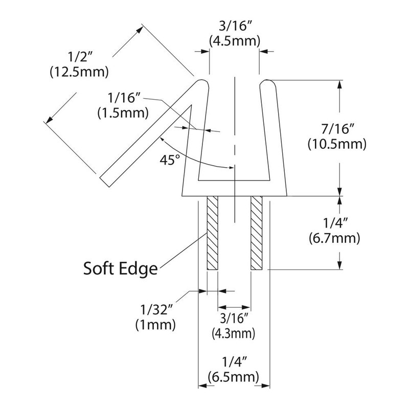 36" Clear Bottom Sweep with Drip Rail for 1/4" Glass
