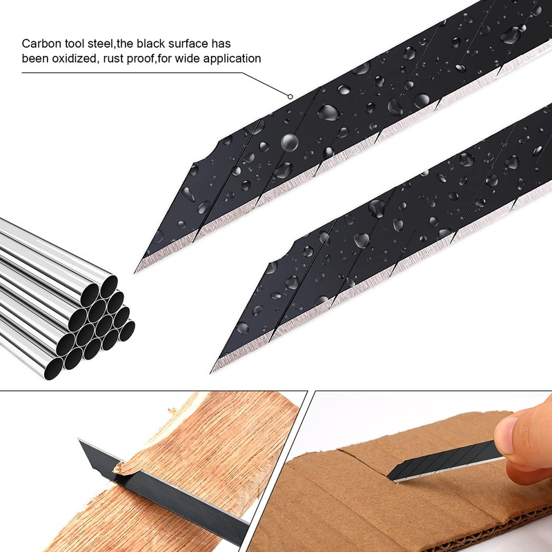 FOSHIO 100PCS 30 Degree Carbon Steel Snap Off Blades 9mm