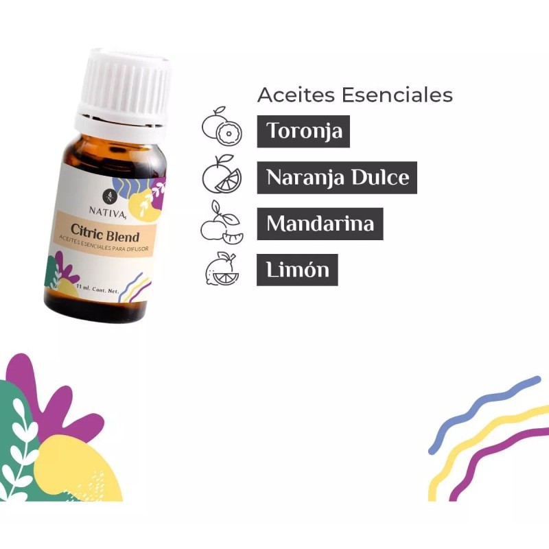 Nativa5 Aceites Esenciales Cítricos Vitalidad Aromaterapia Difusor