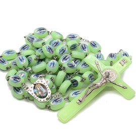 RICHRAIN Luminous Wall Rosary Beads Glow in Dark, Catholic Large