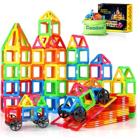 Magnetic Tiles with 2 Cars Toys for 3 4 5 6 7 8+ Year Old Boys Girls, Magnetic Blocks Building Set for Toddlers STEM Creativity Educational Toys for Kids Age 3-6