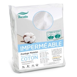 Oeko-TEX® High Quality Waterproof Terry Comfort Mattress Protector, 100% Cotton, 27 cm Corner, Toucalin Mattress Protector, Hypoallergenic, Breathable, Integral Insulator, Anti-Dust Mite, 160 x 200 cm