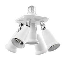 ledscom.de E27 Socket, 5-Way Splitter Adapter, White, E27, Adapter, Lamp Holder, Socket, Splitter, 3-in-1, Lamp Socket, Distributor
