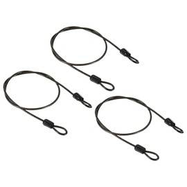 PATIKIL Security Cable 2.5mm x 0.5m/1.64ft, 3 Pack Coated Luggage Lock Wire Rope with Double Loop, Gray