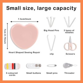 Plastic Blue Pink Mini Travel Sewing Kit, Heart-Shaped Mini Sewing Box, Emergency Sewing Kit, Ideal for Emergency Repair of Clothing While Traveling and in The Office Sewing