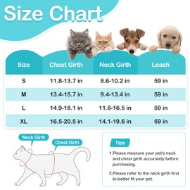 Cat Harness and Leash for Walking Soft Cat Harness Escape Proof, Adjustable Kitten Harness Cat Leash Reflective Strips Jacket, Breathable Cat Vest Harness Set for Kitten Easy to Wear Outdoor Walking