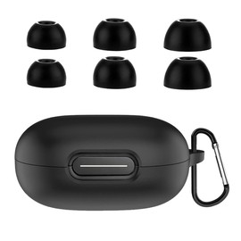 A-Focus Sport X20 Case Ear Tips Kit, Silicone Shockproof Skin with Keychain and 3 Pairs Silicone Gel Buds Eartips Set Accessories Comopatible with Soundcore Sport X20 Black