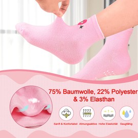 ARERWA Stopper Socks Children 12 Pairs Girls Non-Slip Socks Non-Slip Socks Kids Crew Socks for 1-7 Years Children and Girls, 02 Love