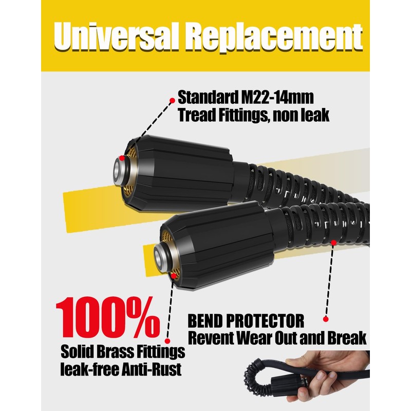 TUTULUCK Super Flexible Pressure Washer Hose 50 FT, Black 1/4''