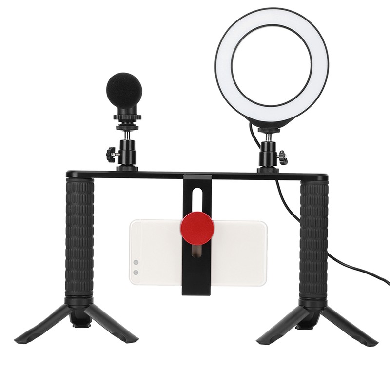 PULUZ Rabbit Cage Tripod Metal Mount with Ring Light Mic