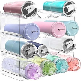 Spaclear Christmas Gifts  Water Bottle Organizer, Stackable Kitchen Home Pantry Organization and Storage Rack, Plastic Water Bottle Holder for Kitchen Cabinet Fridge Organizer and Storage, Large Compartment fits any bottle size up to 40oz - Size: 16-bott