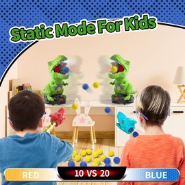 BLmukce Dinosaur Movable Shooting Toys for Kids, 2 Air Pump Launchers, Electronic Kids Target Games, LCD Score Record, Light & Sound, 48 Foam Balls, Competition Game Gift for Boys 3-5 Years Old