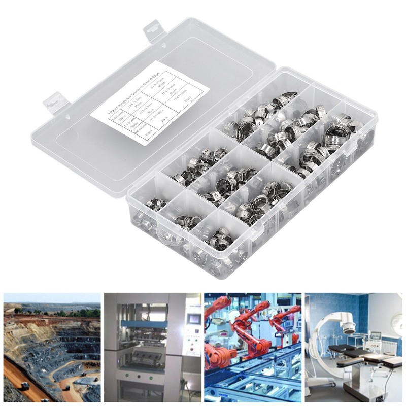 180Pcs Fuel Hose Clamps Kit Stainless Steel Injection Line Accessories