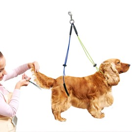 Oumefar Dog Care Loop Pet Care Lead Washing Collar Strap Lead Sling Adjustable Care Table Arm for All Sizes Dogs Cats (Yellow + Blue)