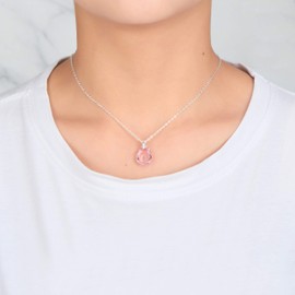 Philip Jones Sterling Silver Light Rose Necklace Created with Zircondia® Crystals