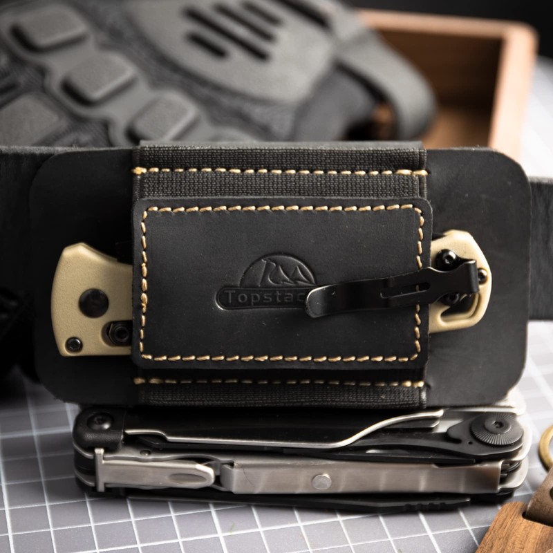 Topstache Horizontal Carry Leather Sheath for Belt, Natural Leather with
